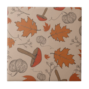 Autumn Mushrooms  Ceramic Tile
