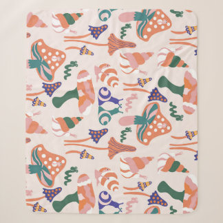 Autumn mushrooms, colourful seamless design. sherpa blanket