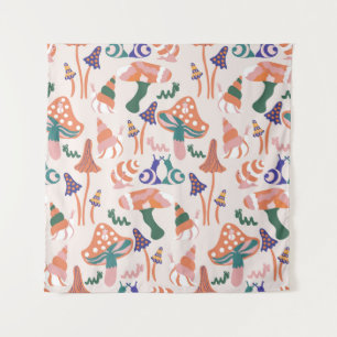 Autumn mushrooms, colourful seamless design. tapestry