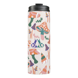 Autumn mushrooms, colourful seamless design. thermal tumbler