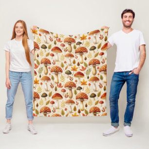 Autumn Mushrooms Fleece Blanket