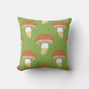 Autumn mushrooms: green seamless pattern. cushion
