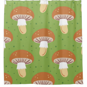 Autumn mushrooms: green seamless pattern. shower curtain