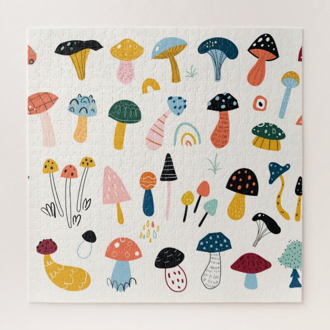 Autumn Mushrooms Hand Drawn Collection Jigsaw Puzzle (Vertical)