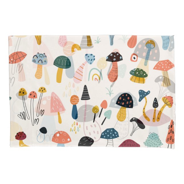 Autumn Mushrooms Hand Drawn Collection Pillowcase (Front)