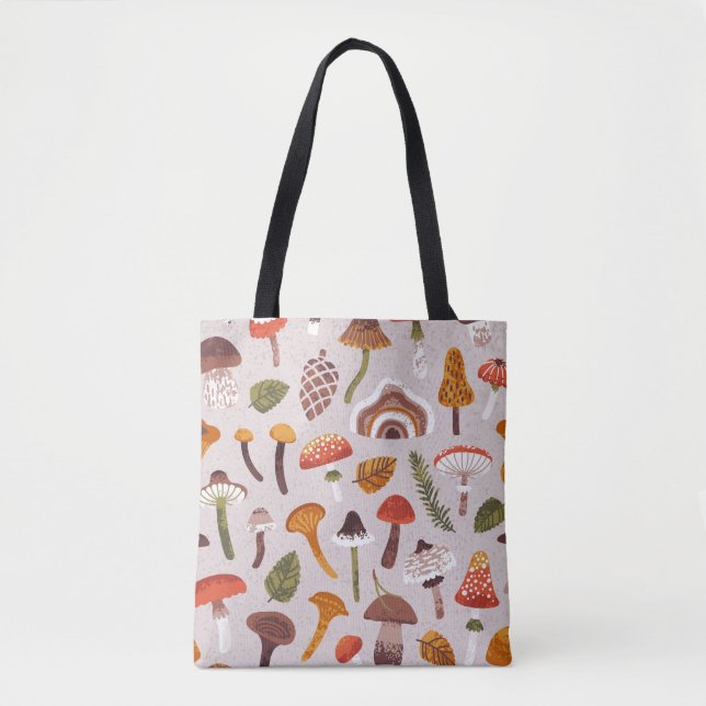 Autumn mushrooms, leaves: vintage repeat. tote bag (Front)