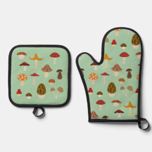 Autumn Mushrooms Oven Mitt & Pot Holder Set