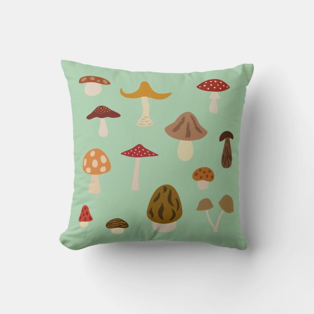 Autumn Mushrooms Pillow (Front)