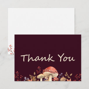 Autumn Mushrooms, Plants and Leaves Fall Flat Thank You Card