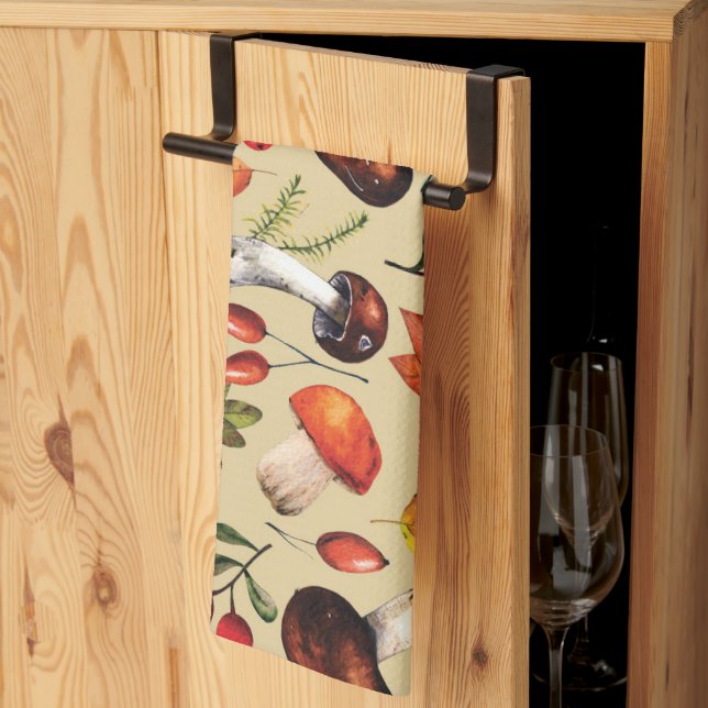 Autumn mushrooms tea towel (Thirds Fold)