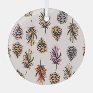 Autumn Nature: Trendy Vintage Seamless. Glass Tree Decoration