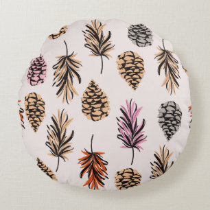 Autumn Nature: Trendy Vintage Seamless. Round Cushion