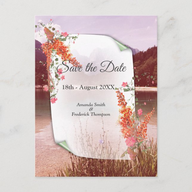 Autumn Neutral-toned Elegant Botanical theme Announcement Postcard (Front)