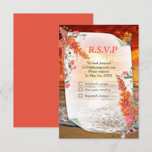 Autumn Neutral-toned Elegant Botanical theme RSVP Card