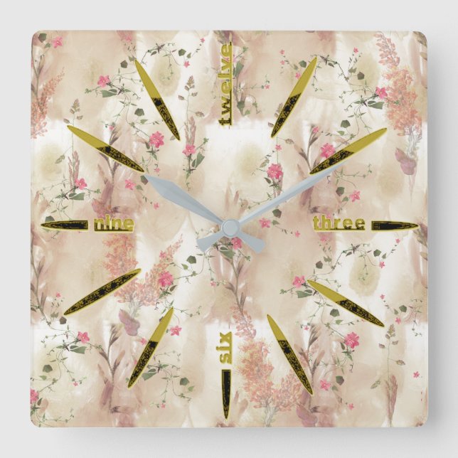 Autumn Neutral-toned Elegant Botanical theme Square Wall Clock (Front)