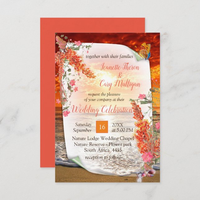 Autumn Neutral-toned Elegant theme RSVP Card (Front/Back)