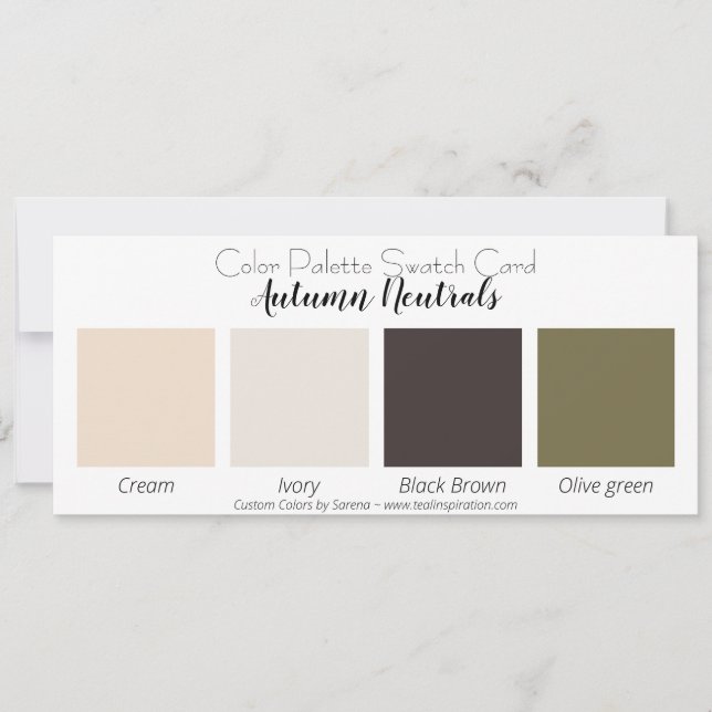 Autumn Neutrals Colour Palette Swatch Card (Front)