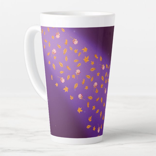 Autumn Night Sky & Roses Night Sky  Latte Mug (Left Angle)