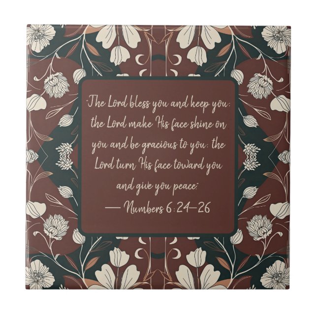 Autumn Noir Blossoms Customisable Blessing Ceramic Tile (Front)
