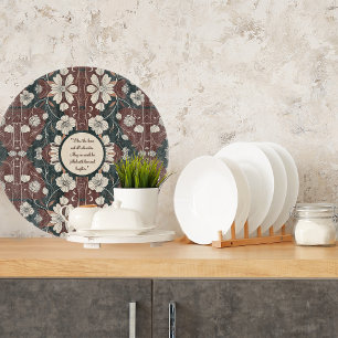 Autumn Noir Blossoms Customisable Round Cutting Board