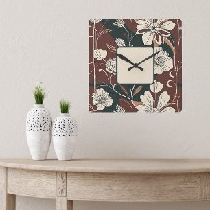 Autumn Noir Blossoms Wall Clock