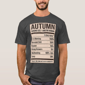 Autumn Nutrition Facts Name Nickname Alias Title F T-Shirt