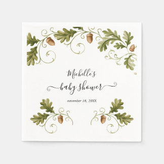 Autumn Oak Leaf Acorn Baby Shower Napkin