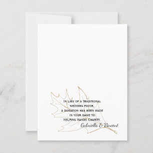 Autumn Oak Leaf Wedding Charity Favour Card