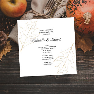 Autumn Oak Leaf Wedding Rehearsal Dinner Invitation
