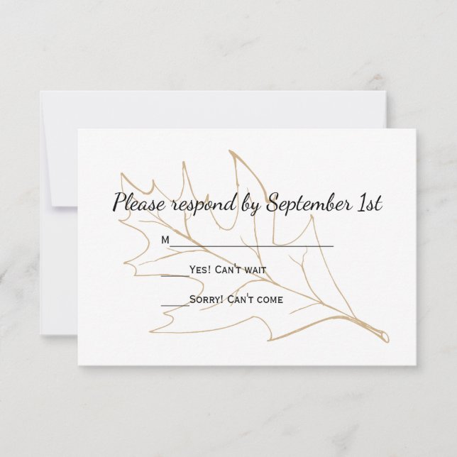 Autumn Oak Leaf Wedding RSVP Response Card (Front)