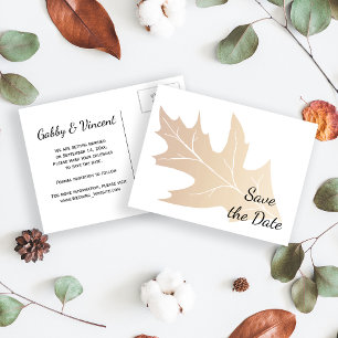 Autumn Oak Leaf Wedding Save the Date Announcement Postcard