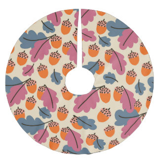 Autumn Oak: Leaves and Acorns Pattern Brushed Polyester Tree Skirt