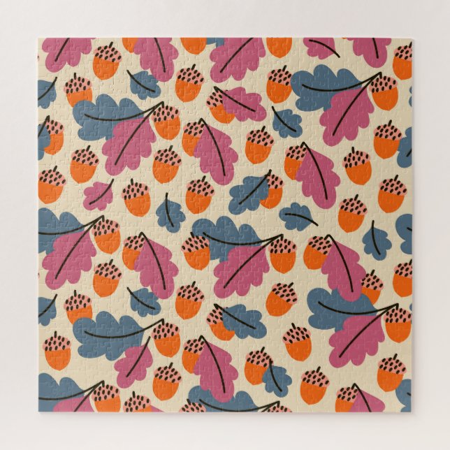 Autumn Oak: Leaves and Acorns Pattern Jigsaw Puzzle (Vertical)