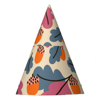 Autumn Oak: Leaves and Acorns Pattern Party Hat
