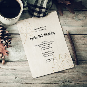 Autumn Oak Leaves Birthday Party Invitation