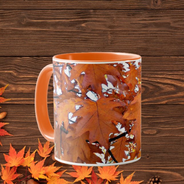 Autumn Oak Leaves Floral Mug (In Situ)