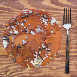 Autumn Oak Leaves Floral Paper Plate