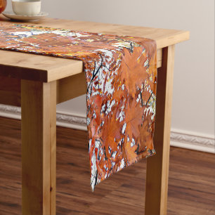 Autumn Oak Leaves Floral Short Table Runner