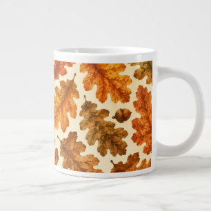 Autumn Oak Leaves Pattern Cosy Nature Aesthetic Large Coffee Mug