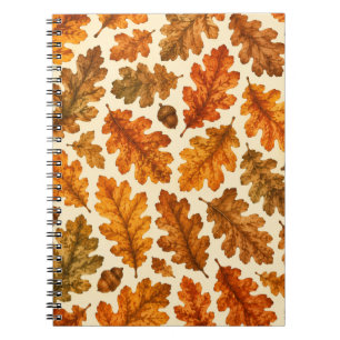 Autumn Oak Leaves Pattern Cosy Nature Aesthetic Notebook