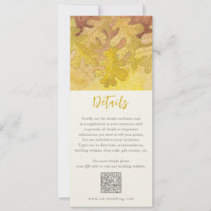 Autumn Oak Leaves Wedding Details Enclosure Card