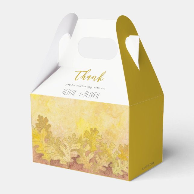 Autumn Oak Leaves Wedding Favour Box (Front Side)