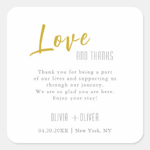 Autumn Oak Leaves Wedding Love and Thanks Square Sticker