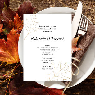 Autumn Oak Leaves Wedding Rehearsal Dinner Invitation