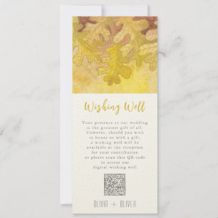Autumn Oak Leaves Wedding Wishing Well QR Code Invitation