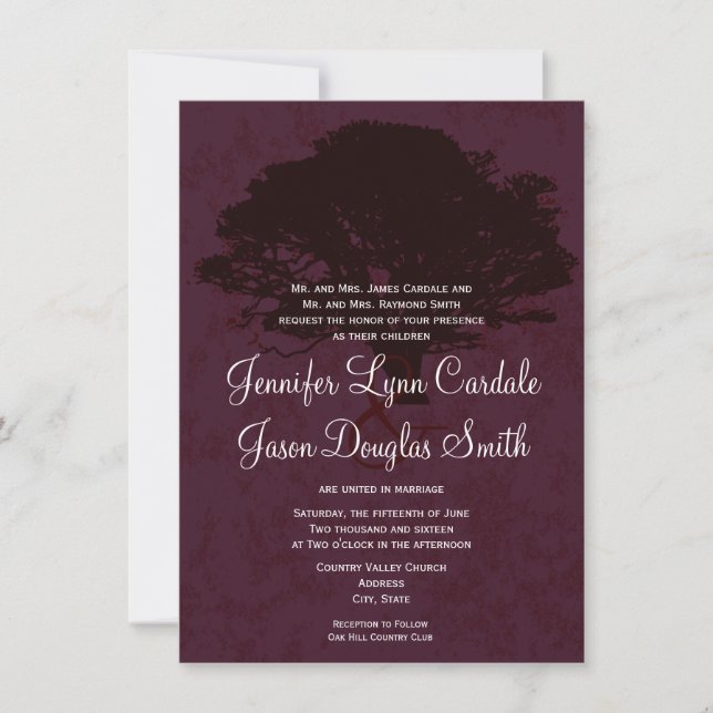 Autumn Oak Tree Silhouette Fall Wedding Invitation (Front)