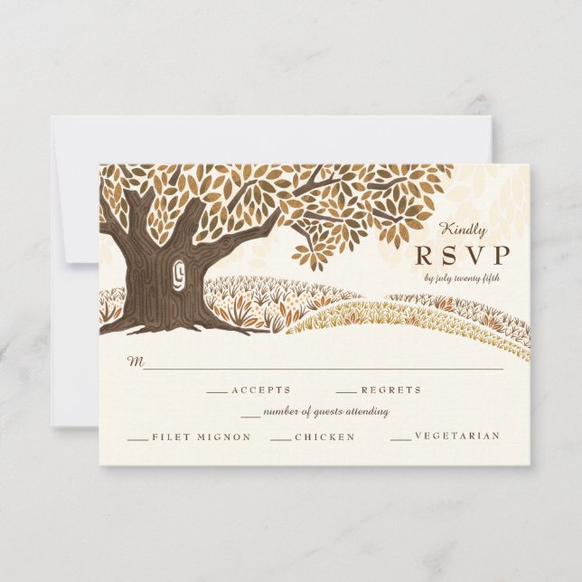 Autumn Oak Wedding RSVP (Front)