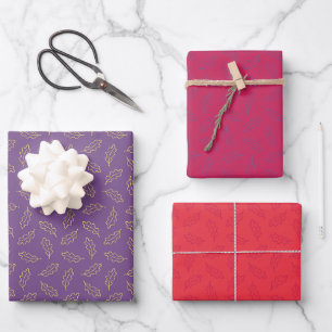 Autumn oak wrapping paper - grape/berry/persimmon
