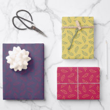 Autumn oak wrapping paper - plum/berry/maize