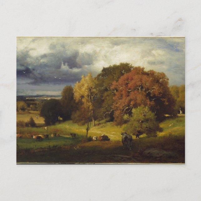 Autumn Oaks George Inness Print Postcard (Front)